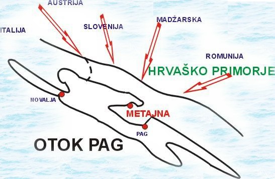 Zemljevid - Pag, Metajna